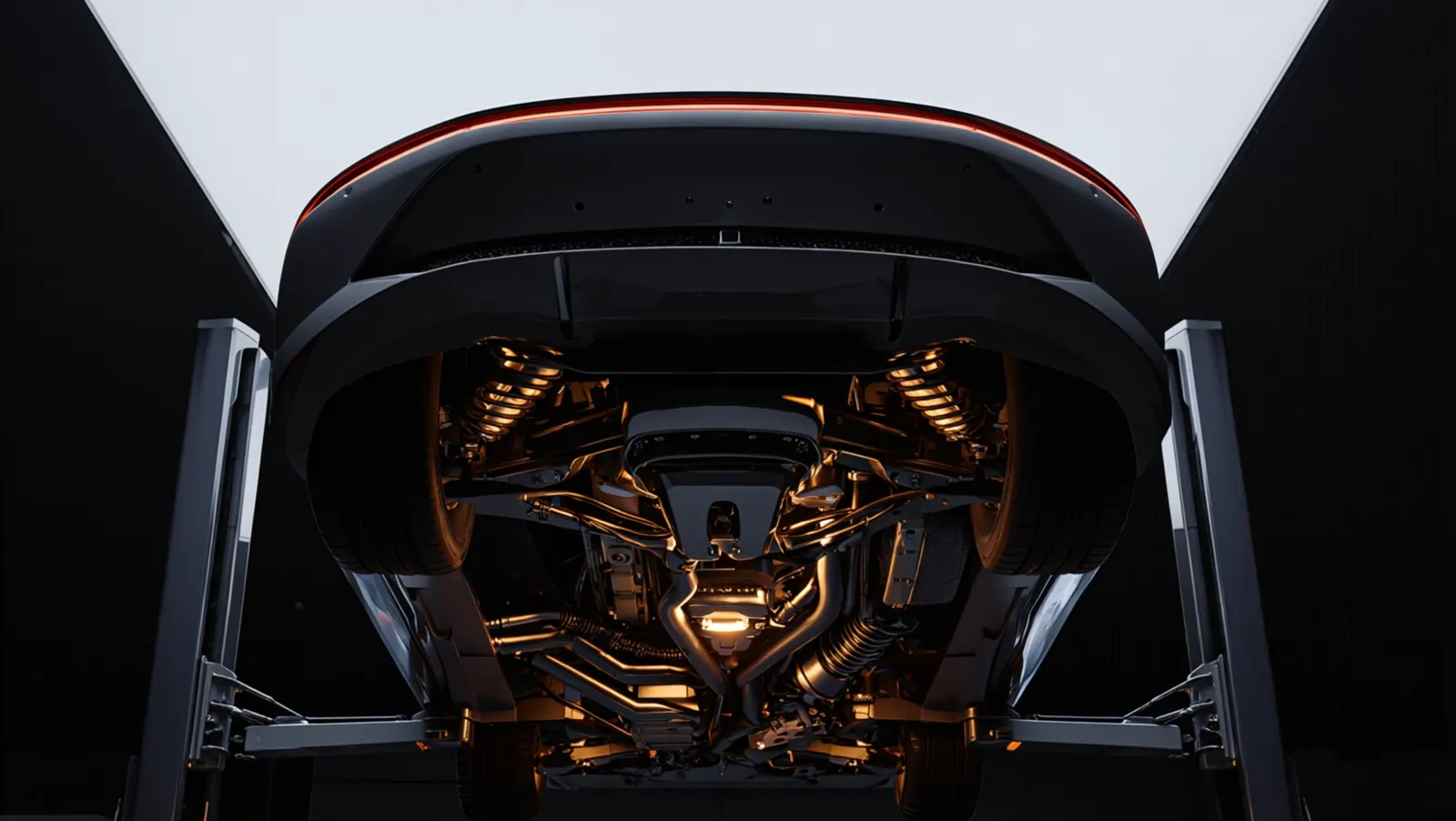 Los bajos del coche en el elevador